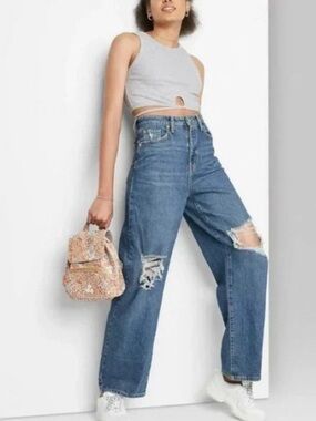 Wild Fable Highest Rise Baggy Distressed Jeans Size 10/30